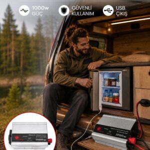 1000 Watt Oto İnvertör Elektrik Dönüştürücü Ev Tipi Priz