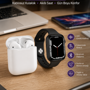 2025 Model Akıllı Saat ve 2.Nesil TWS Bluetooth Kulaklık ANC Özelliği Amoled Ekran