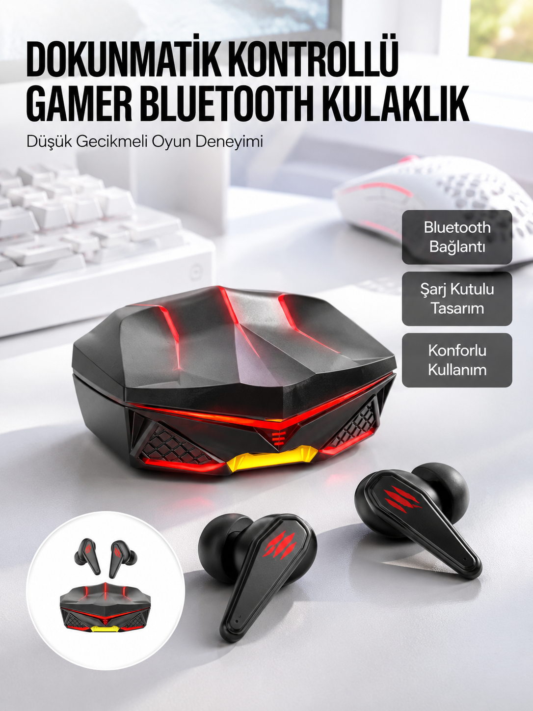 Bluetooth Kulaklık HD Ses Kaliteli Işıklı Metal Kasa Ios Android Uyumlu Mikrofonlu Yeni Nesil