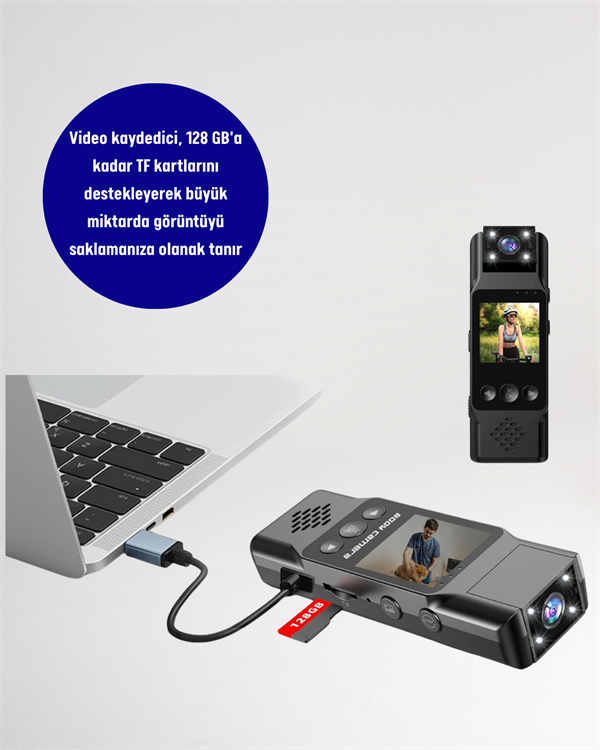 WiFi Destekli Mini Kamera – 180° Dönebilen Lens, 1080P Video, TFT Ekranlı