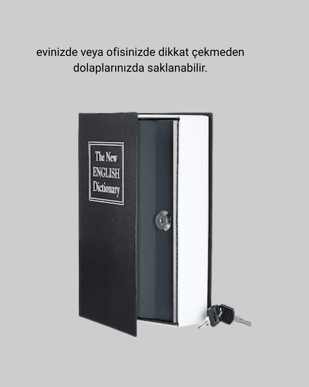 Sözlük Görünümlü Gizli Kitap Kasa – Anahtarlı Metal İç Kasa, Kompakt Boyut, Şık ve Güvenli Tasarım