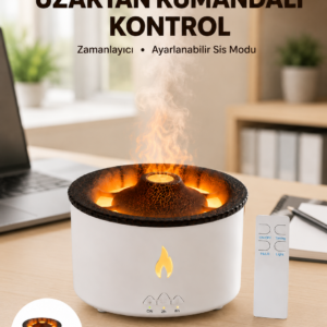 Alev Efektli Buhar Makinesi – Aromaterapi, Nemlendirme ve Işık Modlu Tasarım Yeni Nesil