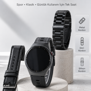 Yeni Nesil Akıllı Saat Bluetooth Görüşme, Sağlık Takibi, AMOLED Ekran ve 3 Kordon Seti