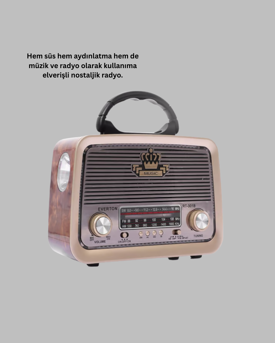 Nostalji Bluetooth Radyo FM AM SW Ahşap Eskitme Tasarım Yeni Nesil