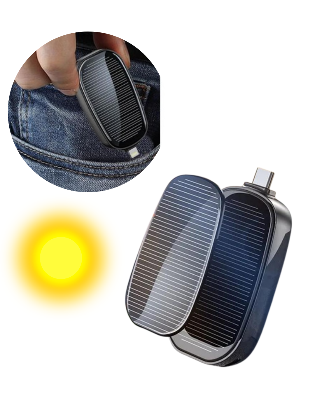 Ultra Hafif Güneş Enerjili Powerbank Anahtarlık Uyumlu