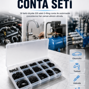 18 Ölçü O-Ring Conta Seti Otomotiv, Tesisat ve Hidrolik İçin Kauçuk Conta Kiti