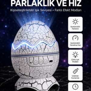 Dinozor Yumurtası Tasarımlı Projektörlü Gece Lambası