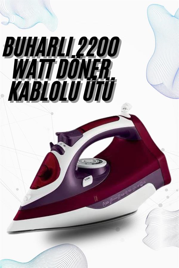 Buharlı Kablolu Ütü 2200 Watt Kireçlenme Önleyici Şok Buharlı Yeni Nesil