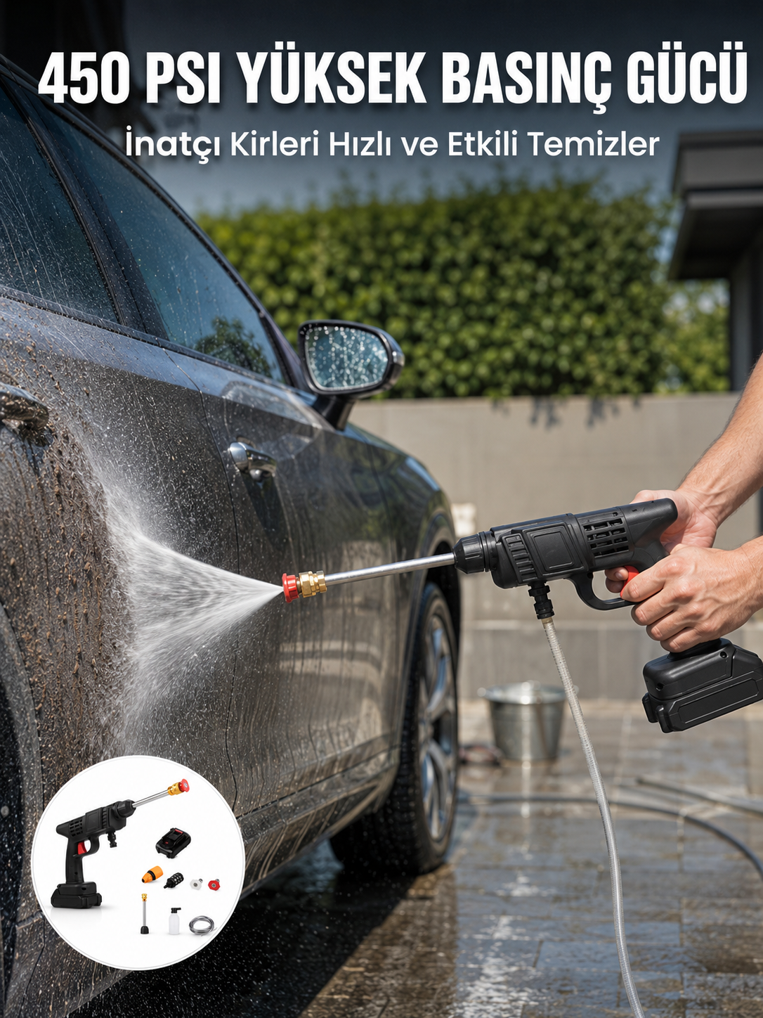 Kablosuz Taşınabilir Basınçlı Yıkama Tabancası Köpük Şişeli