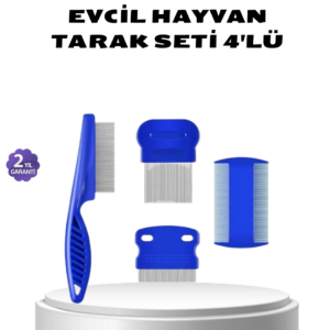 4’lü Evcil Hayvan Tüy Temizleme Seti – Paslanmaz Çelik,Plastik, Pratik ve Hijyenik Bakım