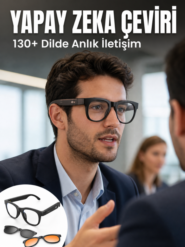 Yapay Zekâ Destekli Bluetooth Akıllı Gözlük Açık Kulak Ses Teknolojisi Müzik Dinleme ve Telefon Görüşmesi