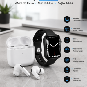 2025 Model Akıllı Saat ve Yeni Nesil Pro Bluetooth Kulaklık TWS Yüksek Ses Kaliteli