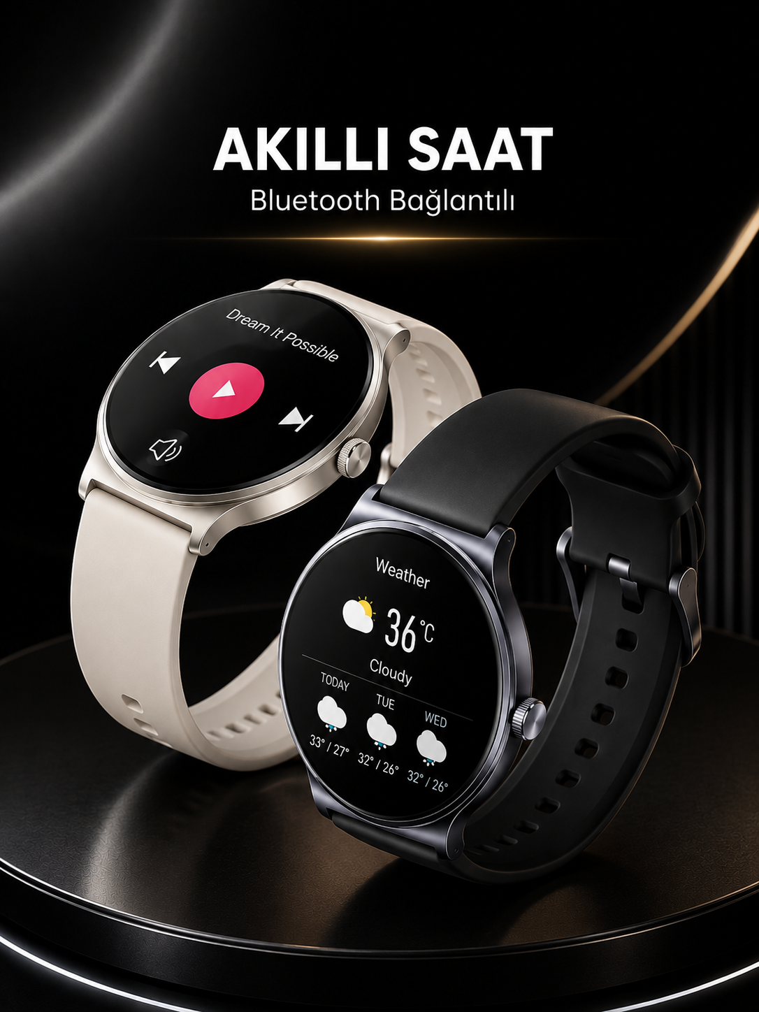 Akıllı Saat Sesli Görüşme Bluetooth Bağlantılı 3 Kordonlu