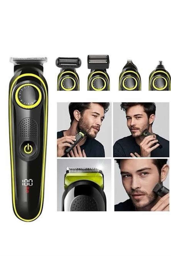 Saç Sakal Vücut Tıraş Makinesi 5in1 Kablosuz Burun Kulak Tıraş Makinesi