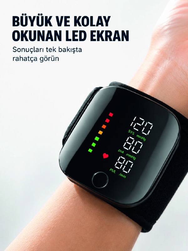 Taşınabilir Şarjlı Bilekten Tansiyon Ölçer Pratik Kullanım
