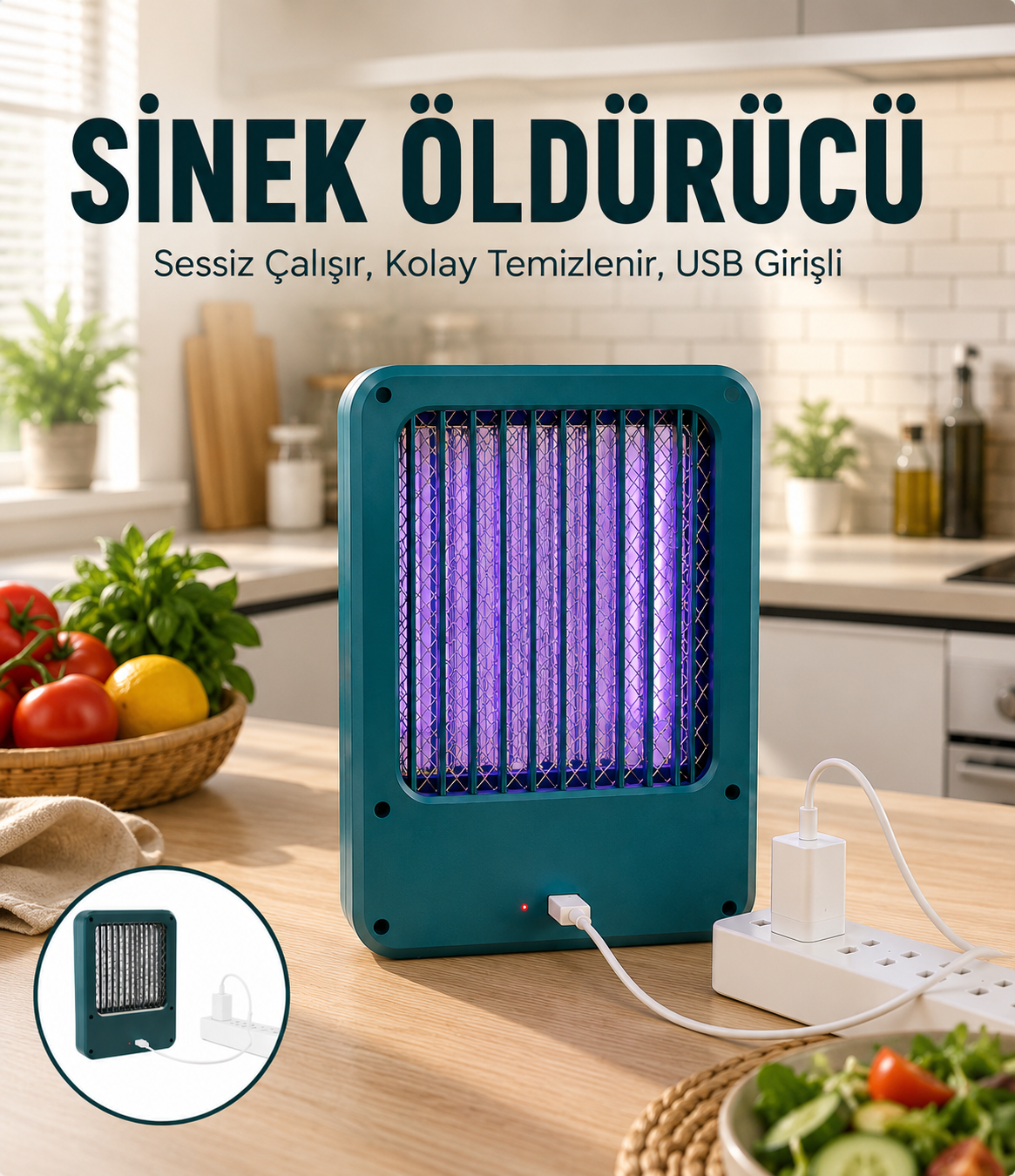 Sessiz Çalışan USB Destekli Elektrikli Sinek Öldürücü Makinesi