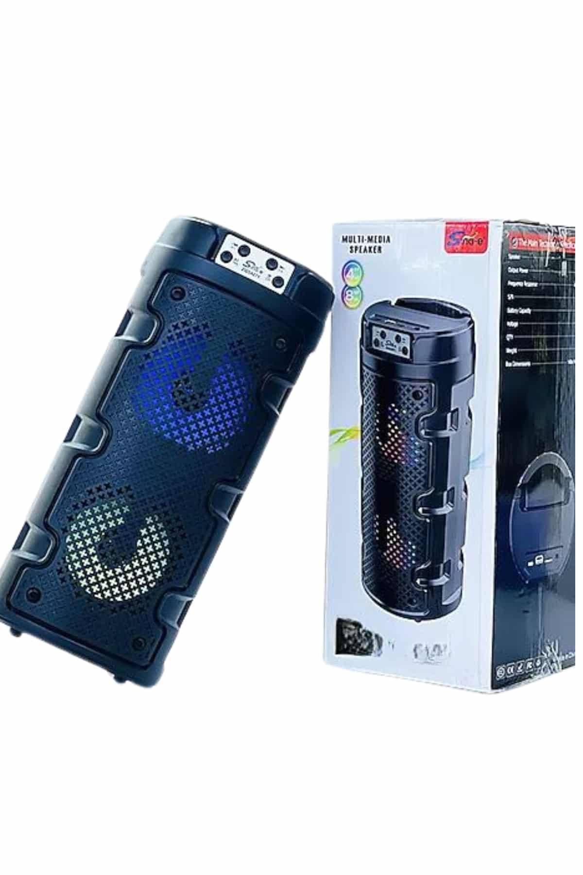 Bluetooth Hoparlör Rgb Led Işıklı Büyük Boy Yüksek Bass Çift Loblu