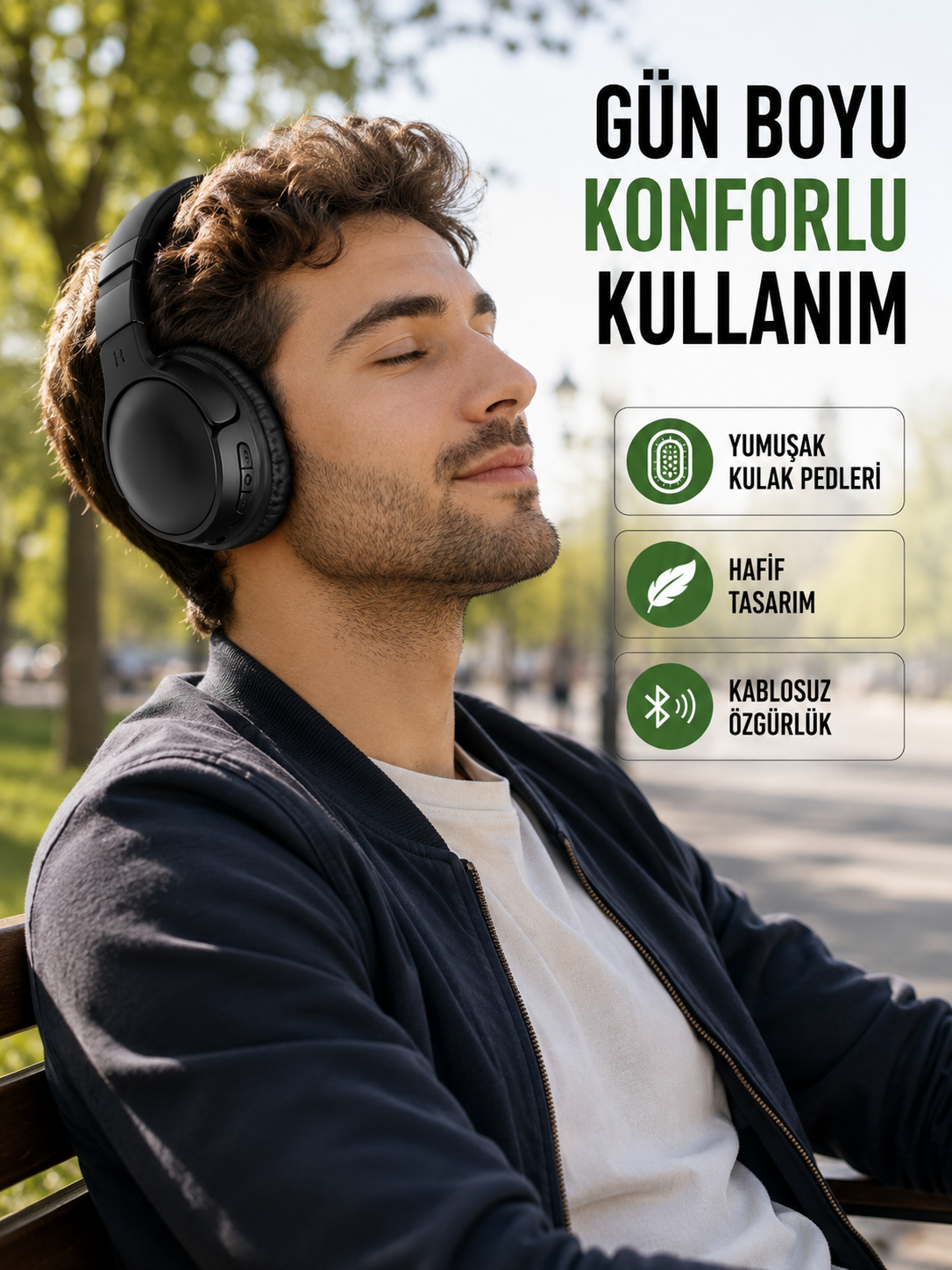 3.2 cm Sürücülü Ergonomik Kablosuz Kulaklık