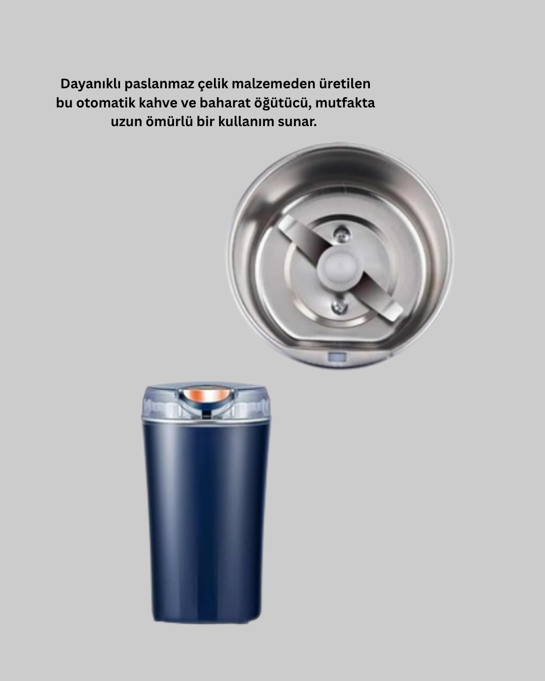 Kahve ve Baharat Öğütücü Otomatik Mekanizmalı Dayanıklı Çelik