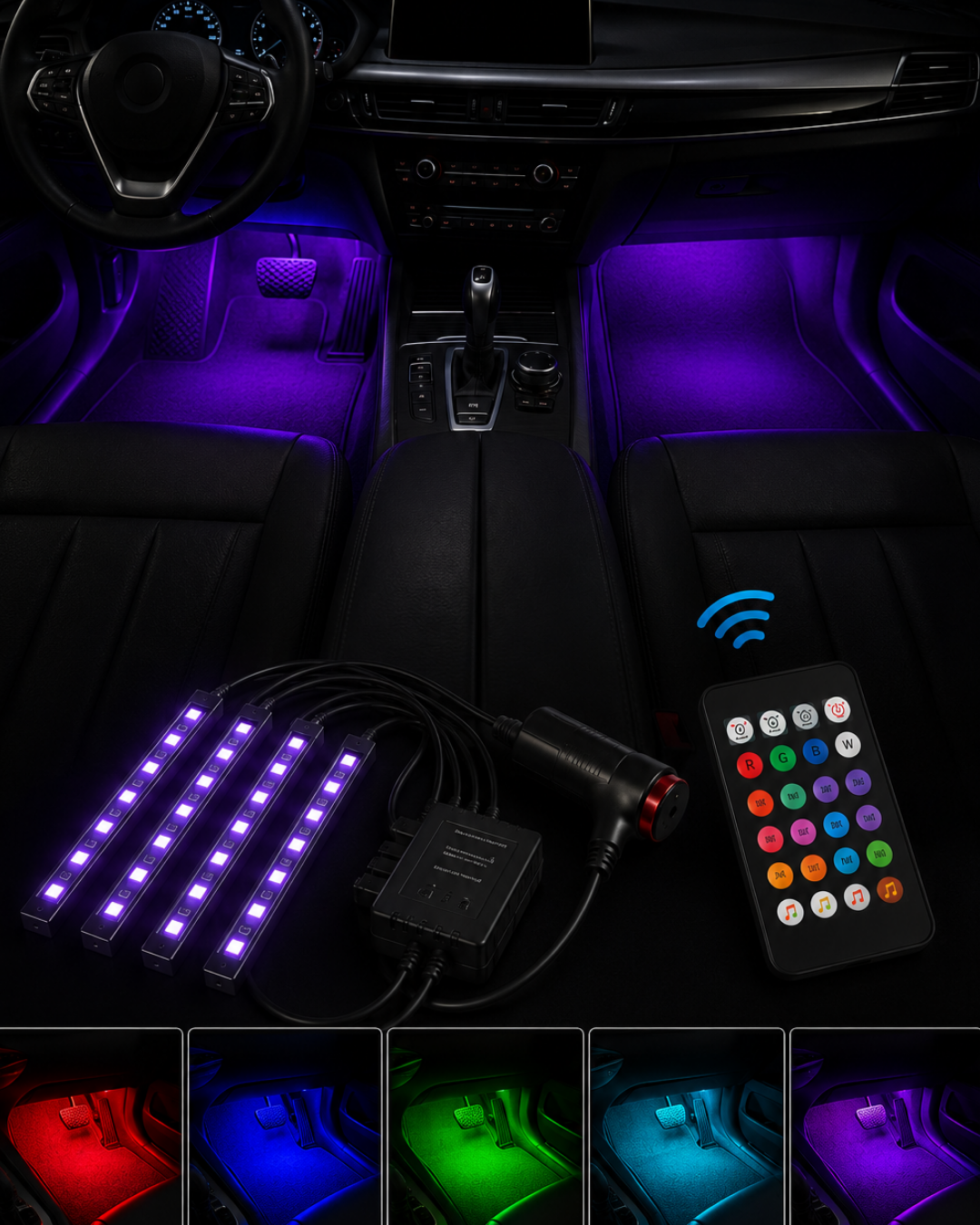 RGB Araç İçi Şerit LED Seti Müzik Kontrollü Ambiyans Aydınlatma