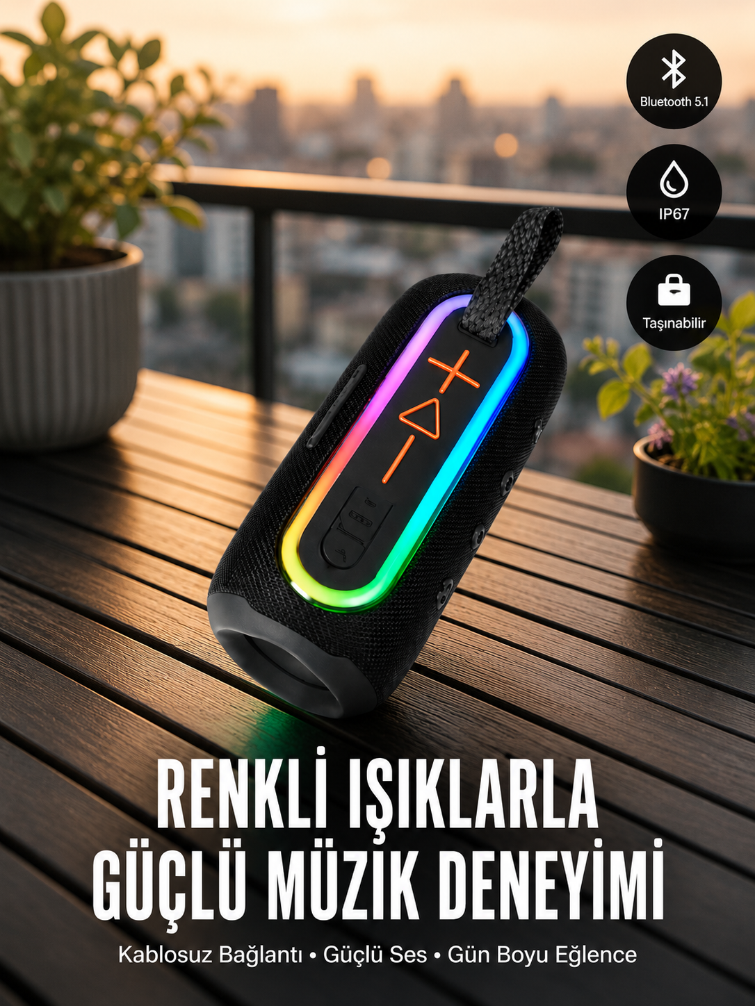 Taşınabilir Şarjlı Bluetooth Hoparlör Güçlü Bas Yeni Nesil