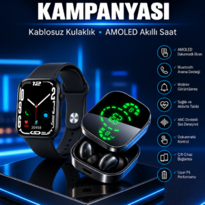 Yeni Nesil Akıllı Saat ve Ucuz Kaliteli Bluetooth Kablosuz Kulaklık Amoled Ekran