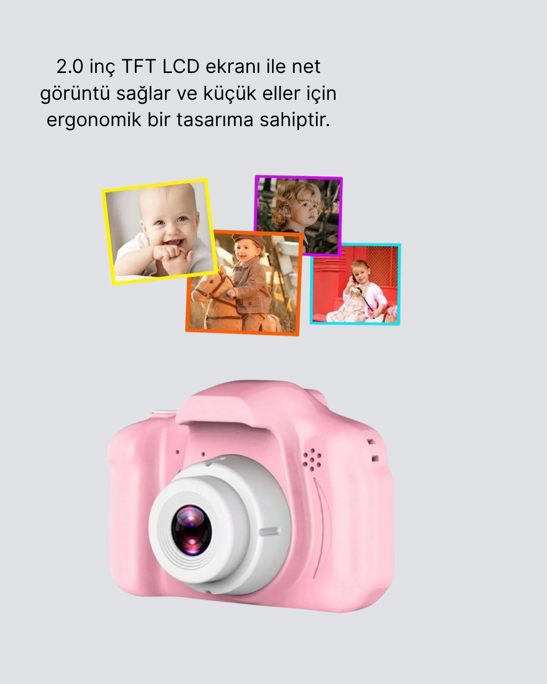 8 Megapiksel Mini Çocuk Kamerası HD Ekranlı Darbeye Dayanıklı ve Şarjlı
