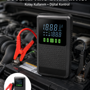 12.000 mAh Şarjlı Araç Akü Takviye ve Işıklı Hava Kompresörü Yeni Nesil