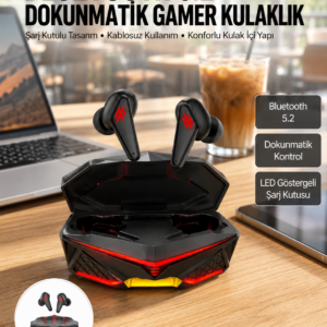 Dokunmatik Kontrol Tws Işıklı Kulakiçi Bluetooth Kulaklık Kablosuz Oyuncu Kulaklığı