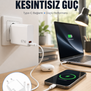 67W Type-C Turbo Şarj Cihazı – Aşırı Akım ve Isı Koruması, Seyahat Uyumlu Yeni Nesil