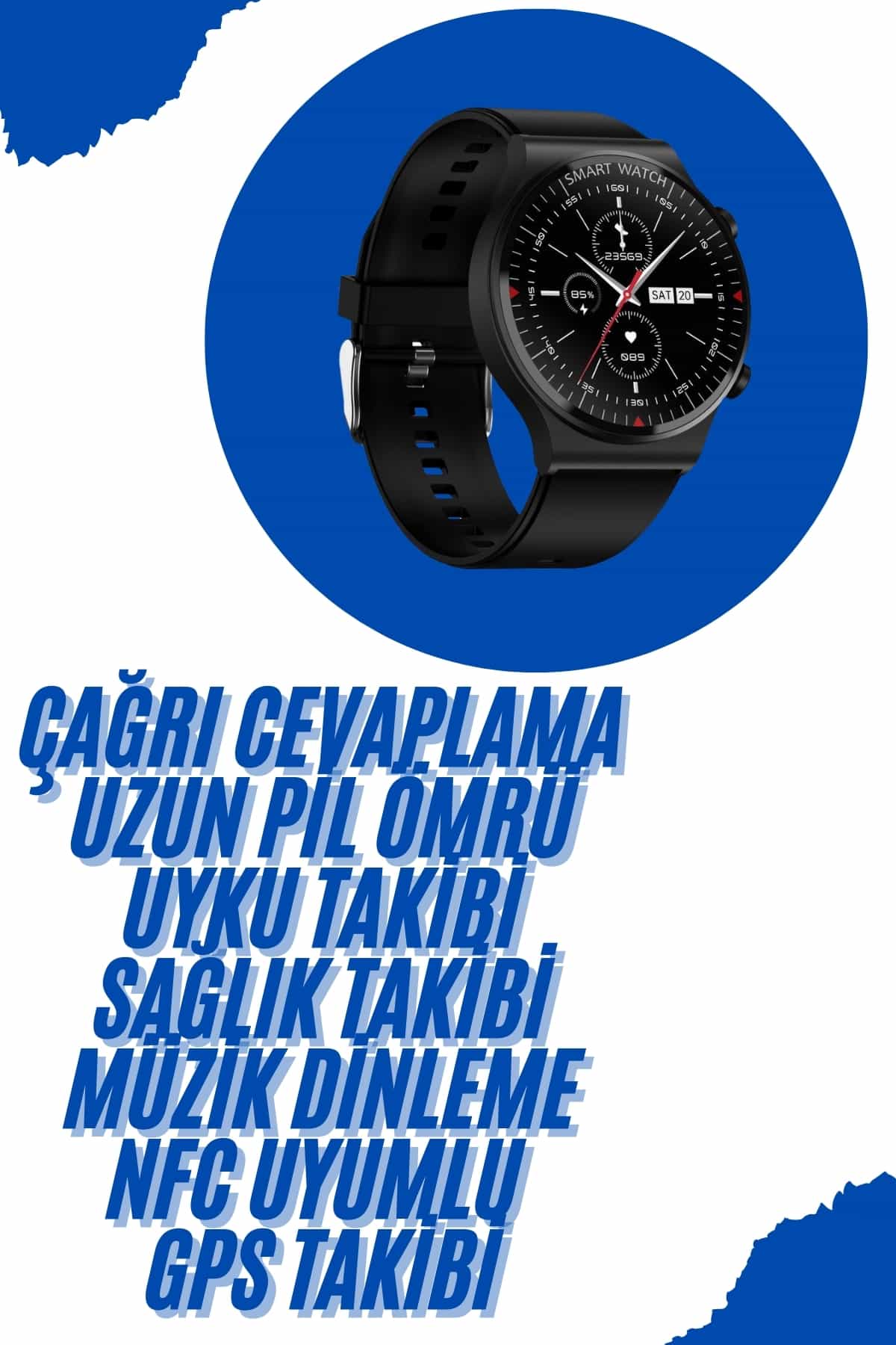 Akıllı Saat Yeni Nesil Üç Kordonlu Nabız Ölçer Çağrı Cevaplama Yeni Nesil
