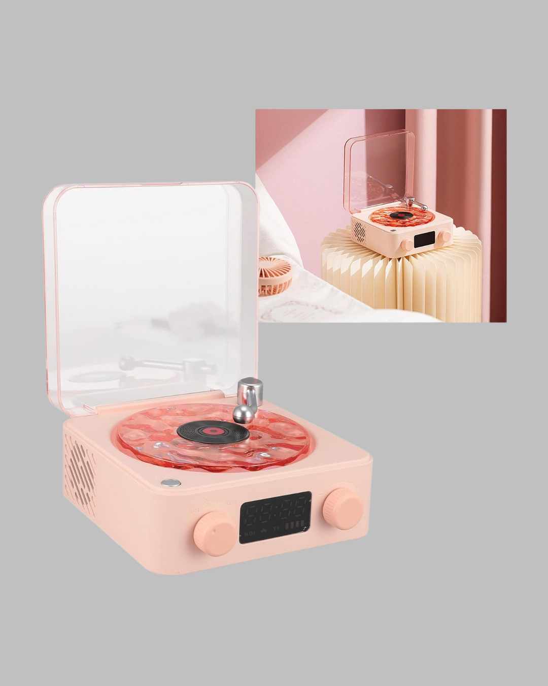 Retro Bluetooth Hoparlör – Kristal Ses, Gece Lambası, Saatli Tasarım Yeni Nesil