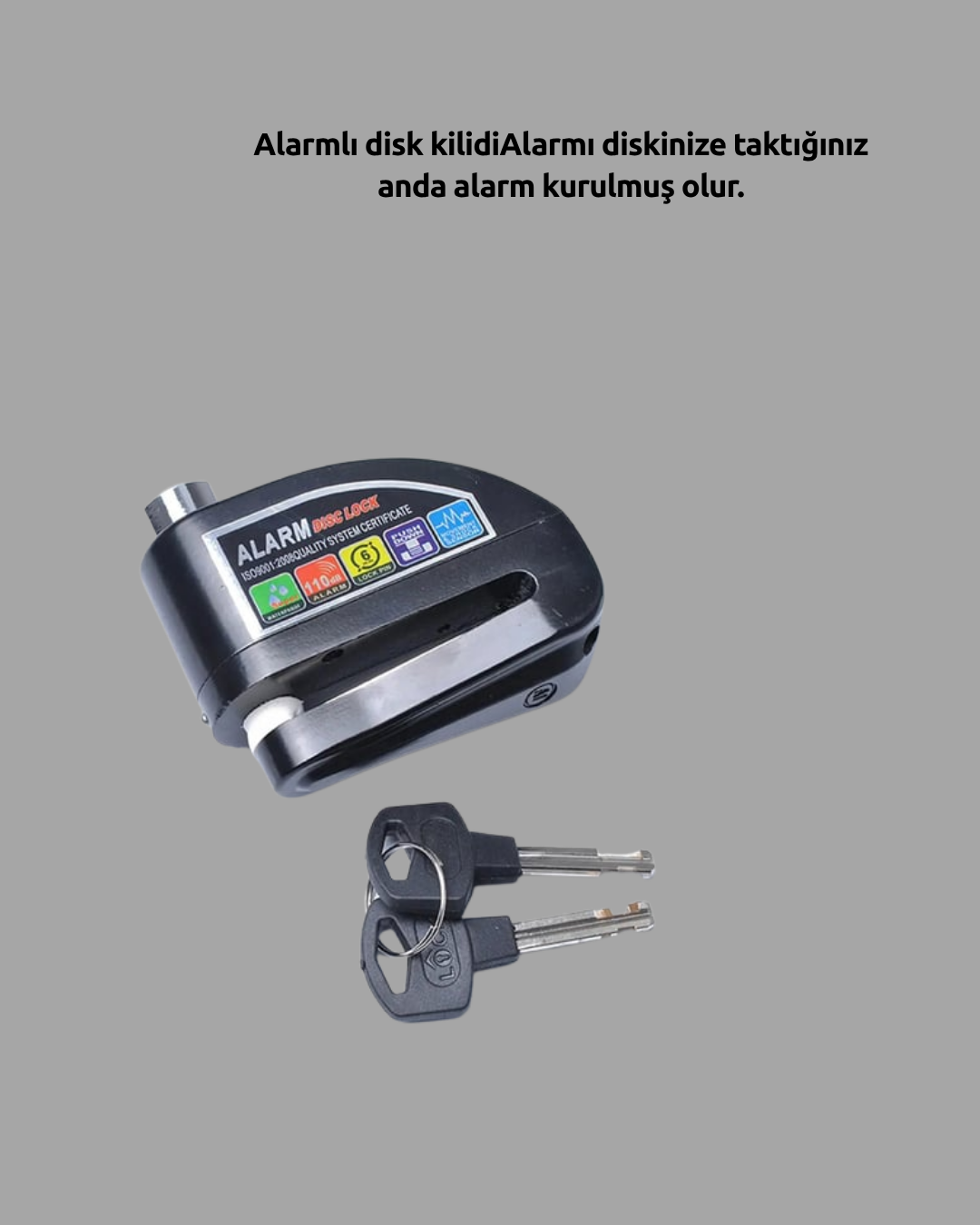 Suya Dayanıklı 110dB Alarmlı Çelik Disk Kilidi Yeni Nesil