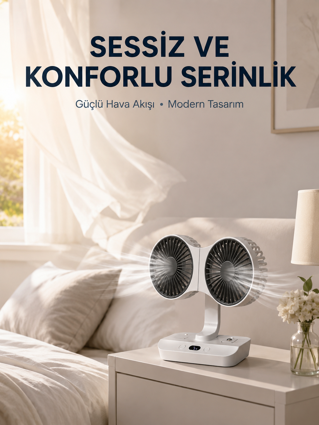 Çift Yöne Hava Üfleyen Masa ve Duvar Tipi Vantilatör