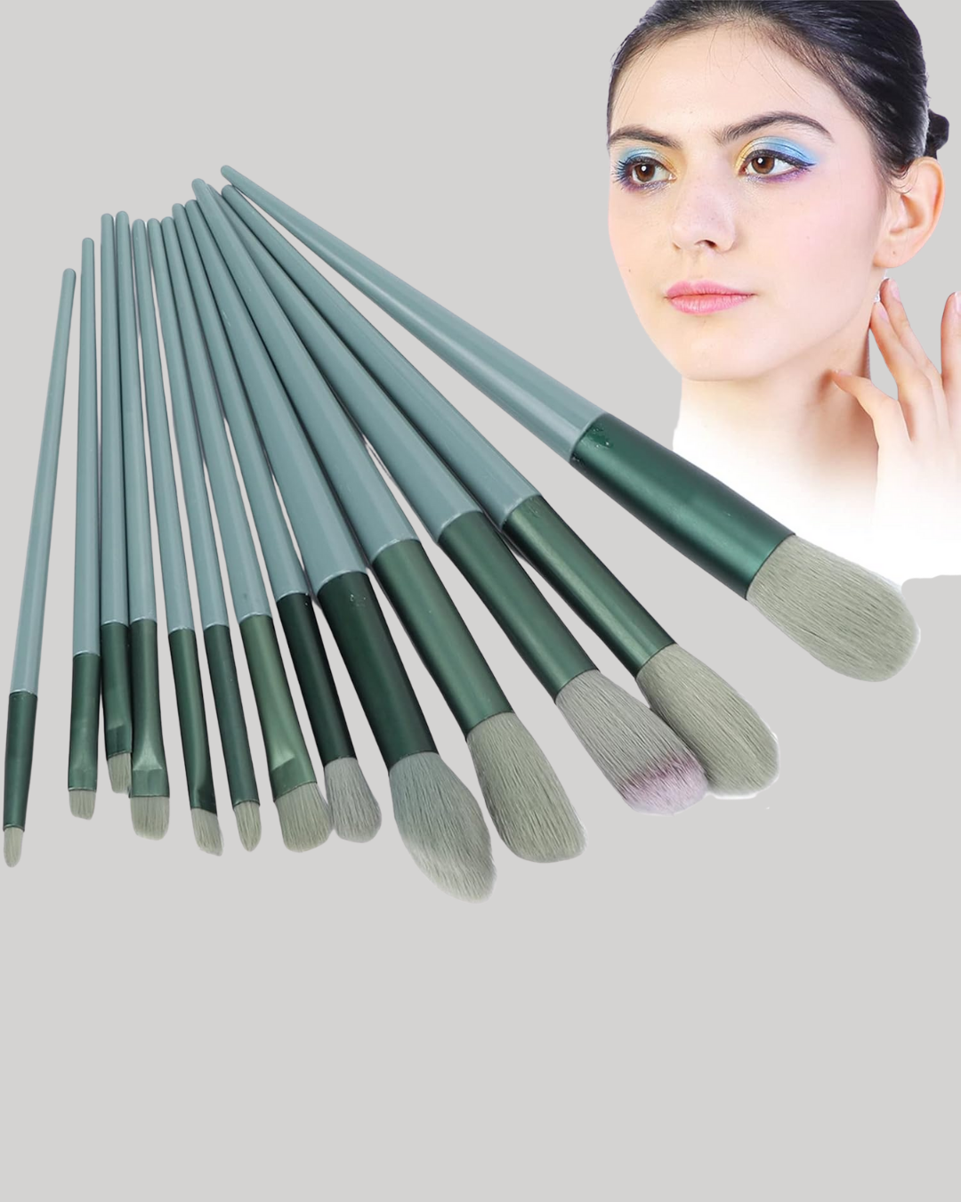 Taşınabilir Ergonomik Yapılı 13 Adet Fiber Kıllı Yüz ve Göz Makyaj Fırçası Seti
