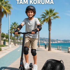 Çocuk Kaykay Paten Scooter Bisiklet Koruyucu Dizlik Seti 2 Adet Siyah