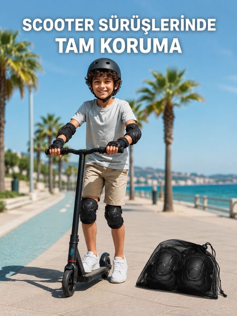 Çocuk Kaykay Paten Scooter Bisiklet Koruyucu Dizlik Seti 2 Adet Siyah