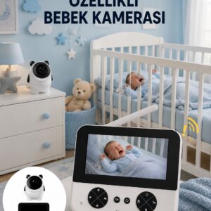 Gece Görüşlü Güvenli Bebek Monitörü 720P HD Görüntü Yeni Nesil