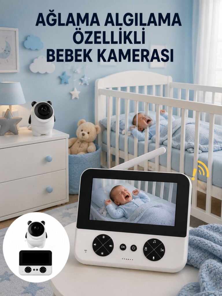 Gece Görüşlü Güvenli Bebek Monitörü 720P HD Görüntü Yeni Nesil
