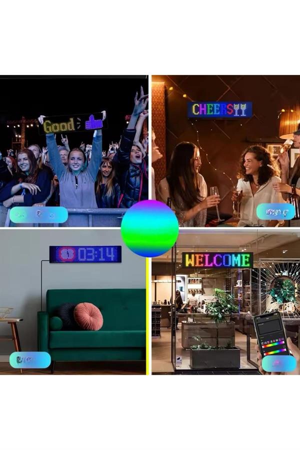 Led Matrix Bluetooth Bağlantılı Araç Camına Uygun Pixsel Görünümlü 16X96 pixel