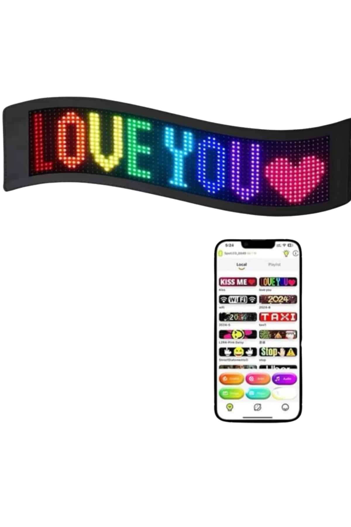 Kumandalı App Kontrollü LED Ekran 16X192 Led Matrix Araç Camı Yazısı