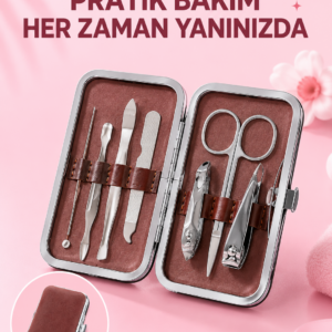 Çantalı 7 Parça Manikür Pedikür Seti Tırnak Makası Cımbız Törpü
