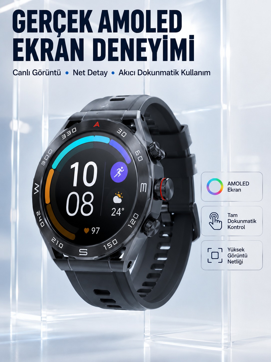 5G Android SIM Kartlı Akıllı Saat Dönebilen HD Kamera AMOLED Ekran GPS Wi-Fi