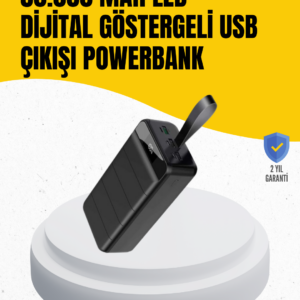 50.000 mAh Kapasiteli Powerbank – Hızlı Şarj Destekli, 4 USB Portlu, LED Işıklı Taşınabilir Enerji Deposu