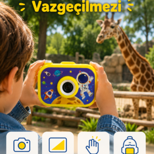 Çocuk Dijital Kamera HD Fotoğraf ve Video Çekimi 2.0 İnç TFT Ekran Type-C Şarjlı Mini Tripodlu