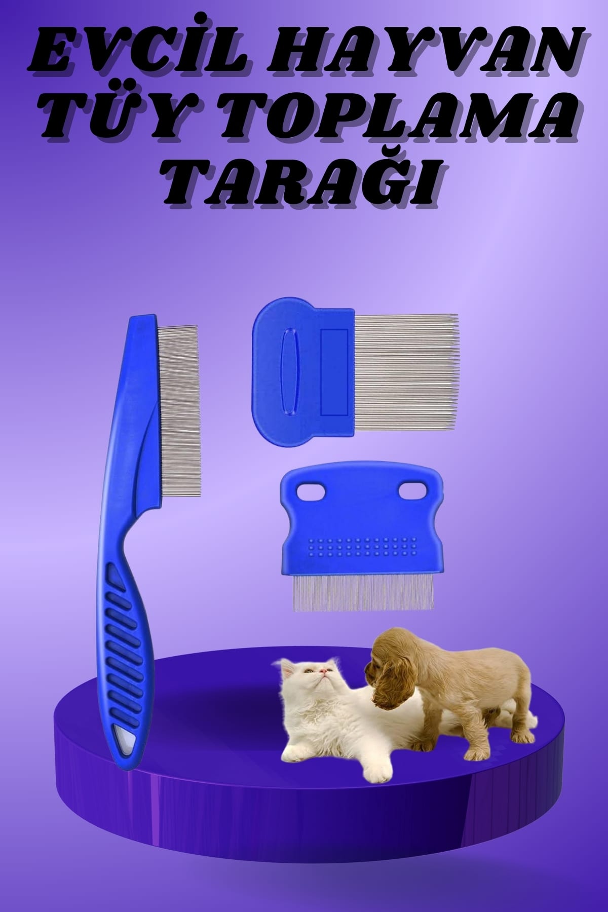 4'lü Set Kedi Köpek Tüy Bit Pire Temizleme Toplayıcı Tarak ve Tarağı