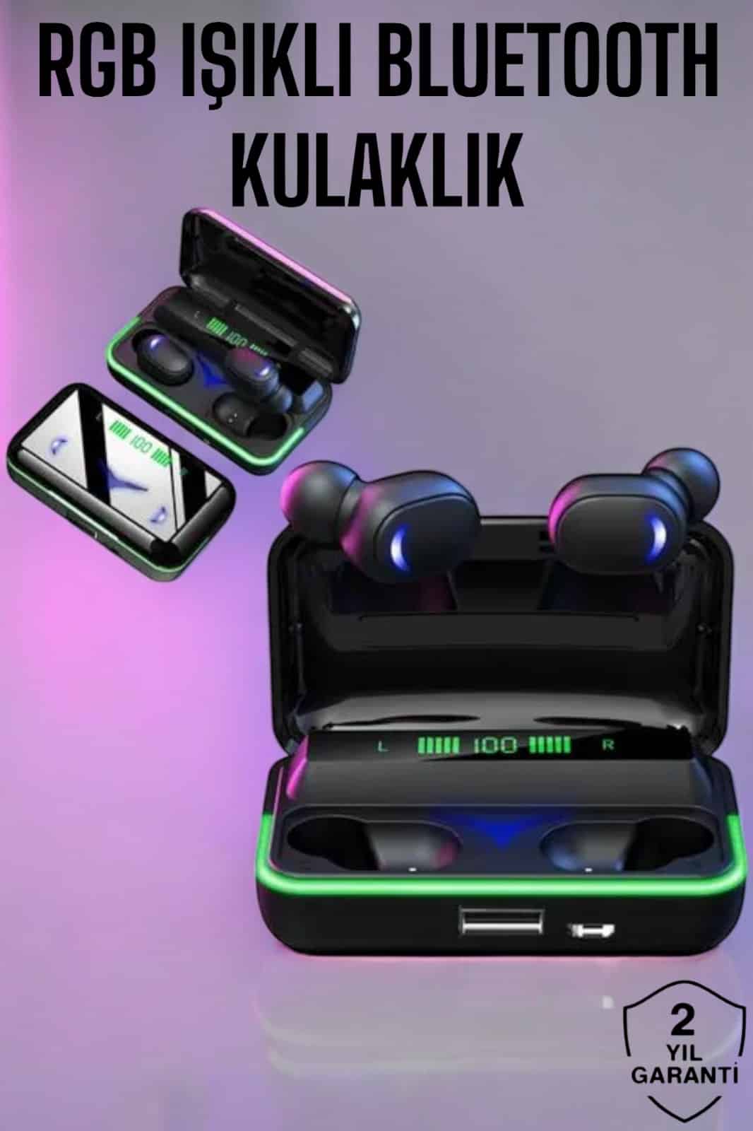 RGB Işıklı Powerbank Özellikli E10 Kablosuz Bluetooth Kulaklık