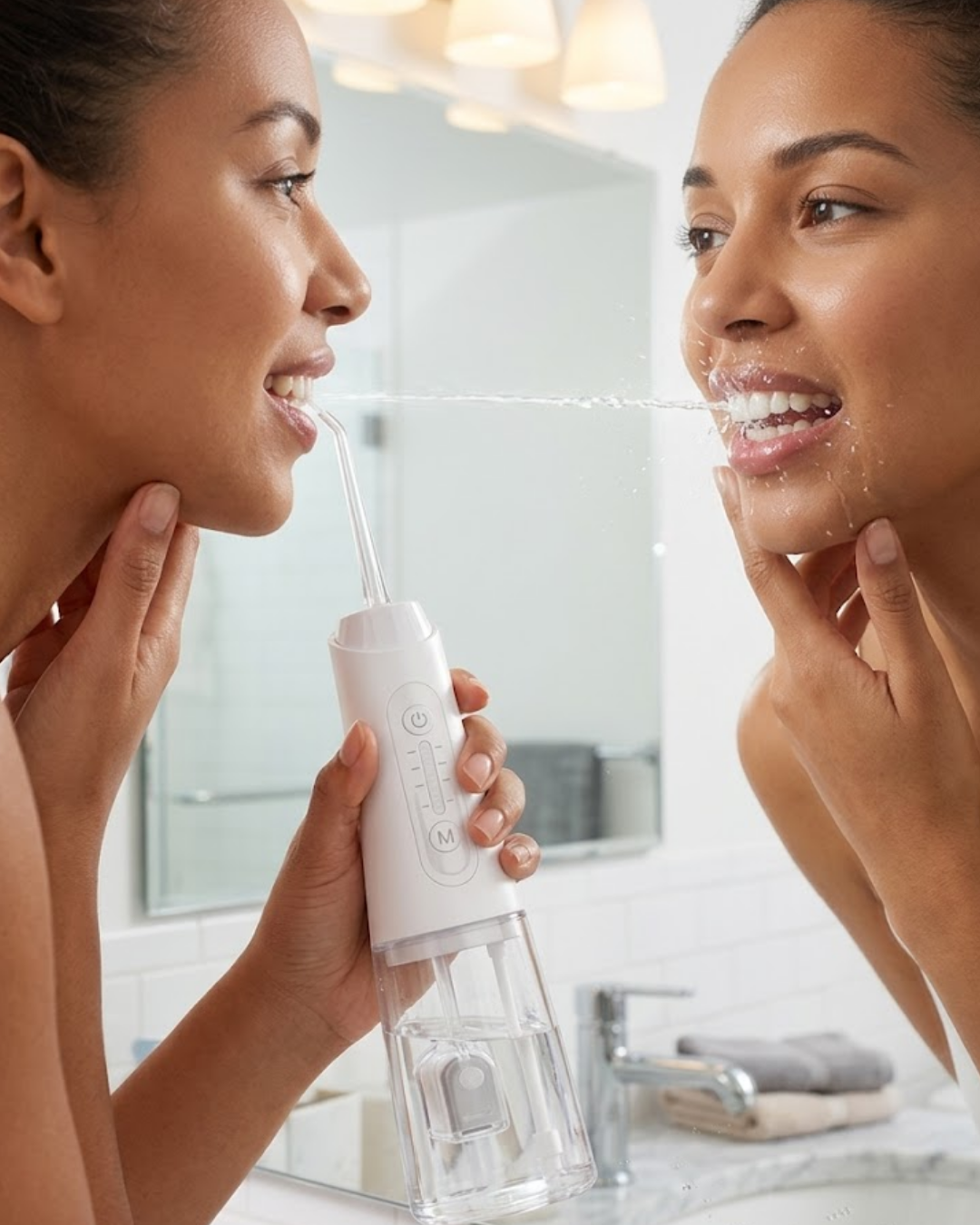 IPX7 Su Geçirmez Şarjlı Ağız Duşu 320 ml Su Tanklı Ayarlanabilir Basınçlı
