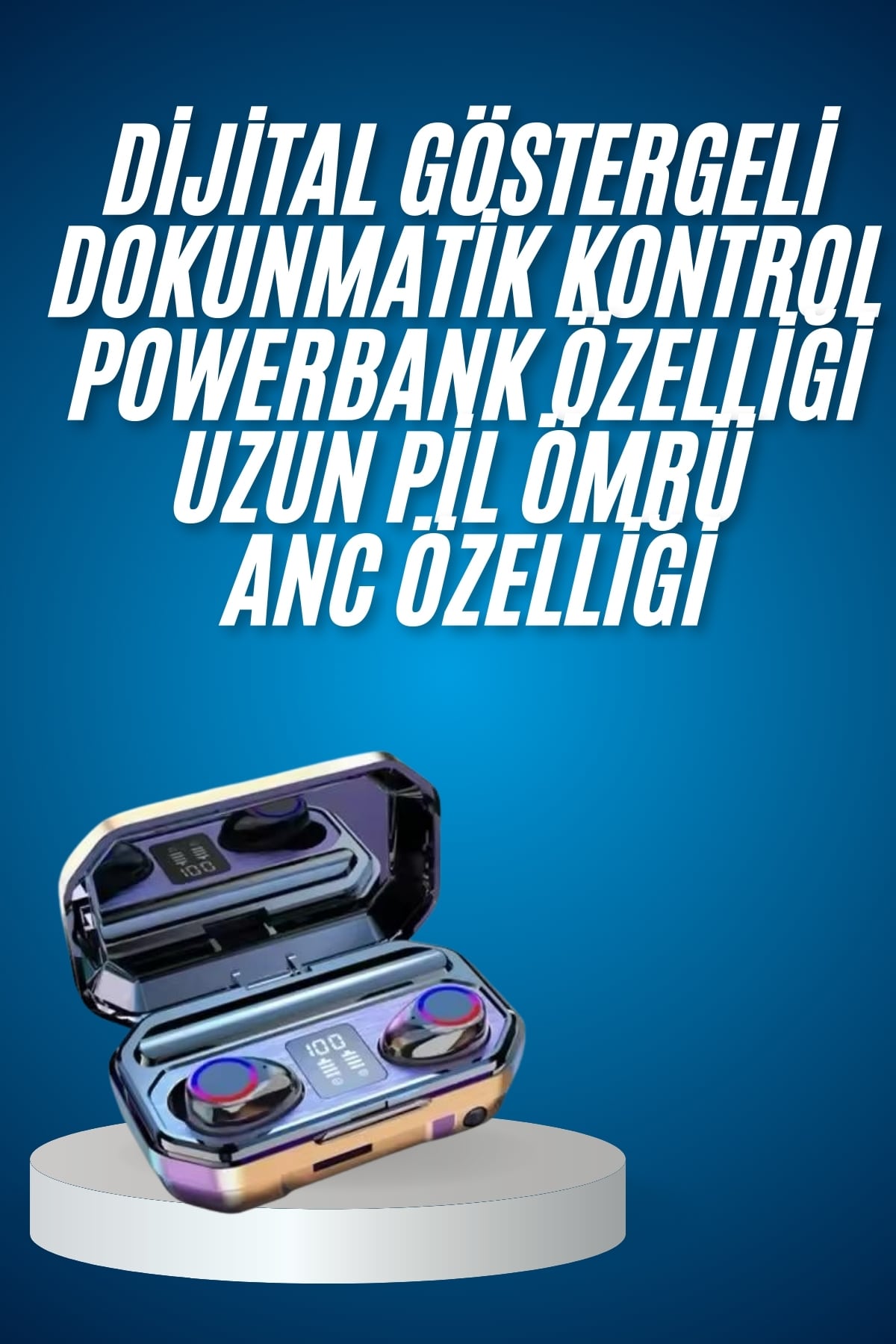 Yeni Nesil Bluetooth Kulaklık Uzun Pil Ömrü El Fenerli Dijital Şarj Göstergeli