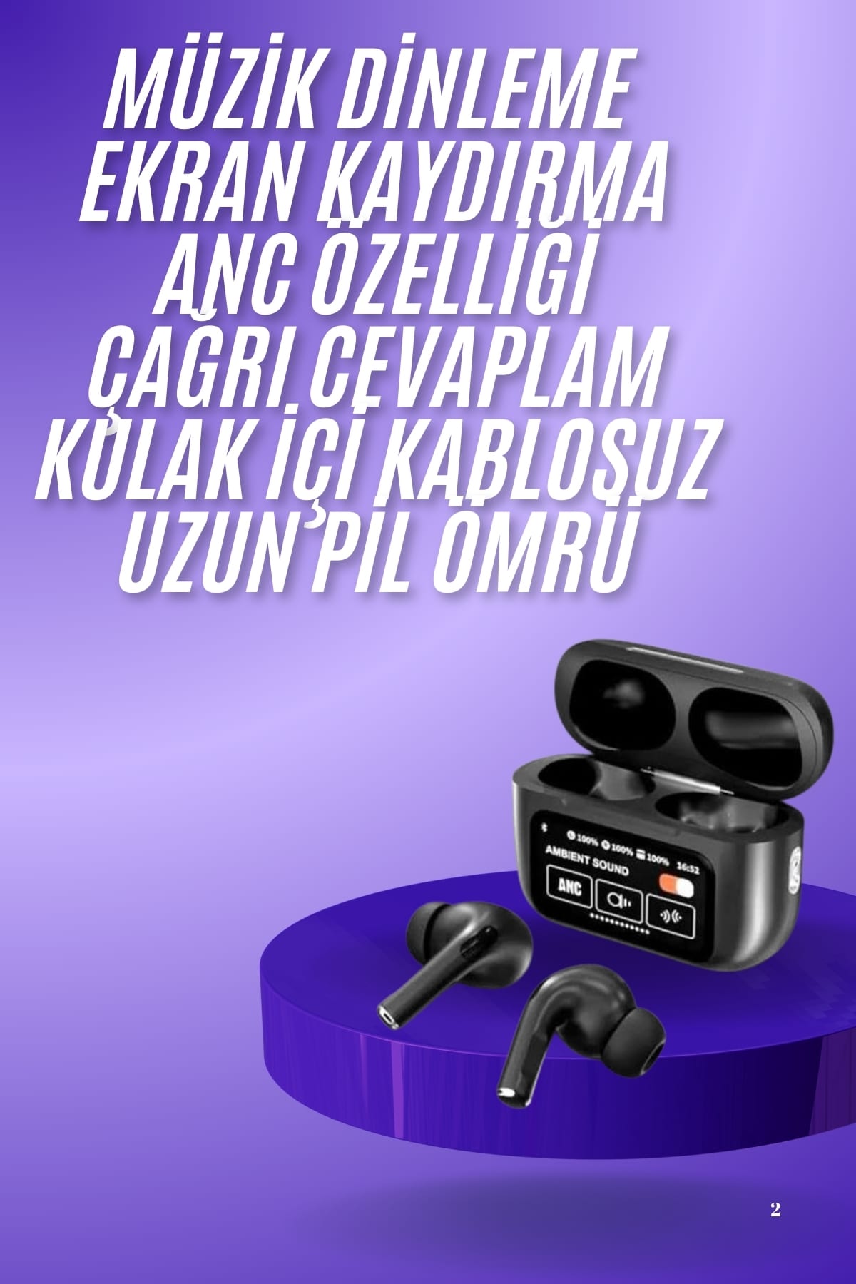 2.Nesil Pro Ekranlı Sesli Görüşme Yapabilen Kablosuz Bluetooth Kulaklık Yeni Nesil